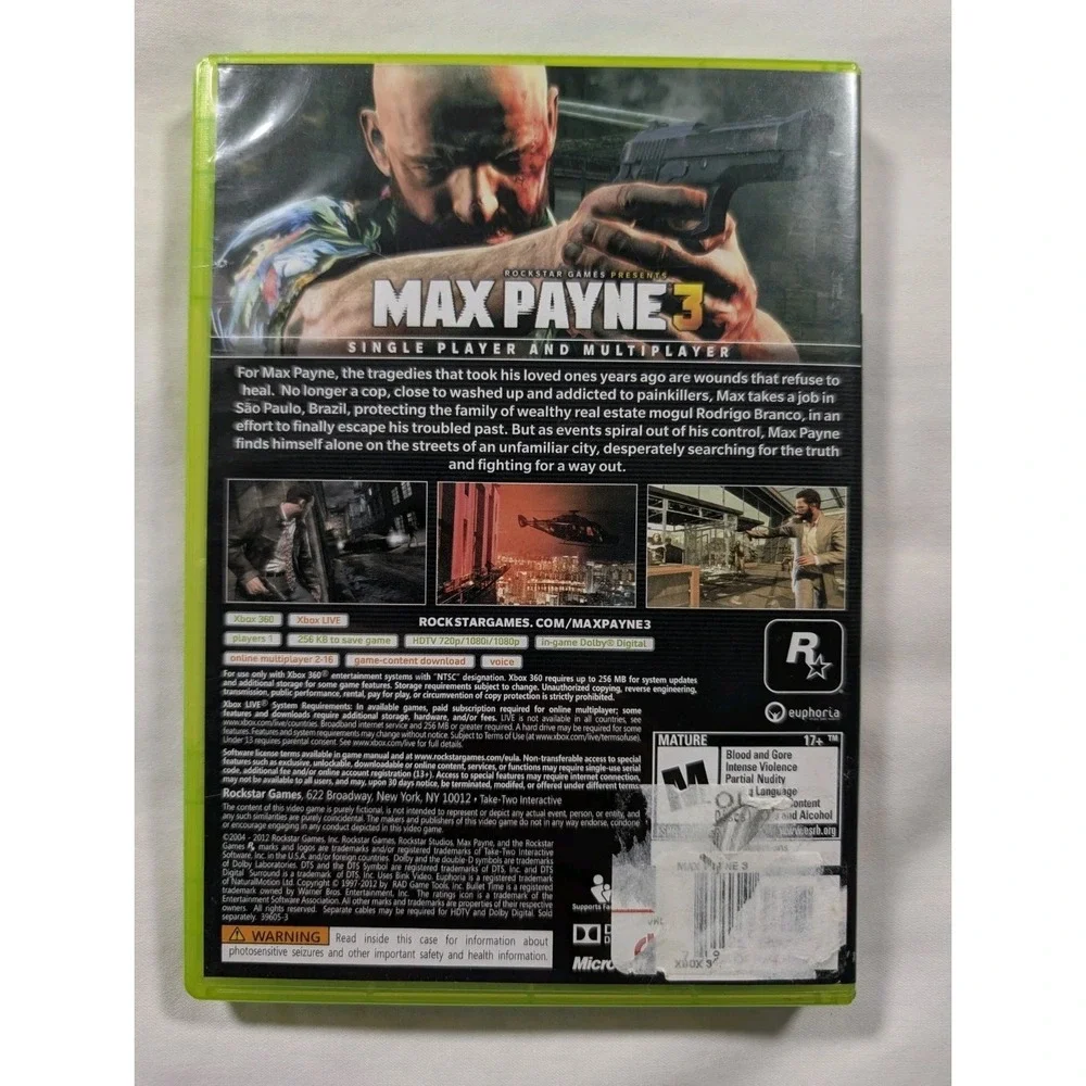 Max Payne 3 (Microsoft Xbox 360, 2012) CIB Complete 2-Disc Set w/ Manual Tested